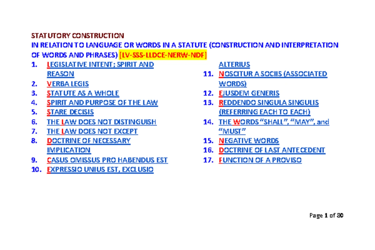Final Exam Notes: Strict vs. Liberal Construction in Law - Studocu