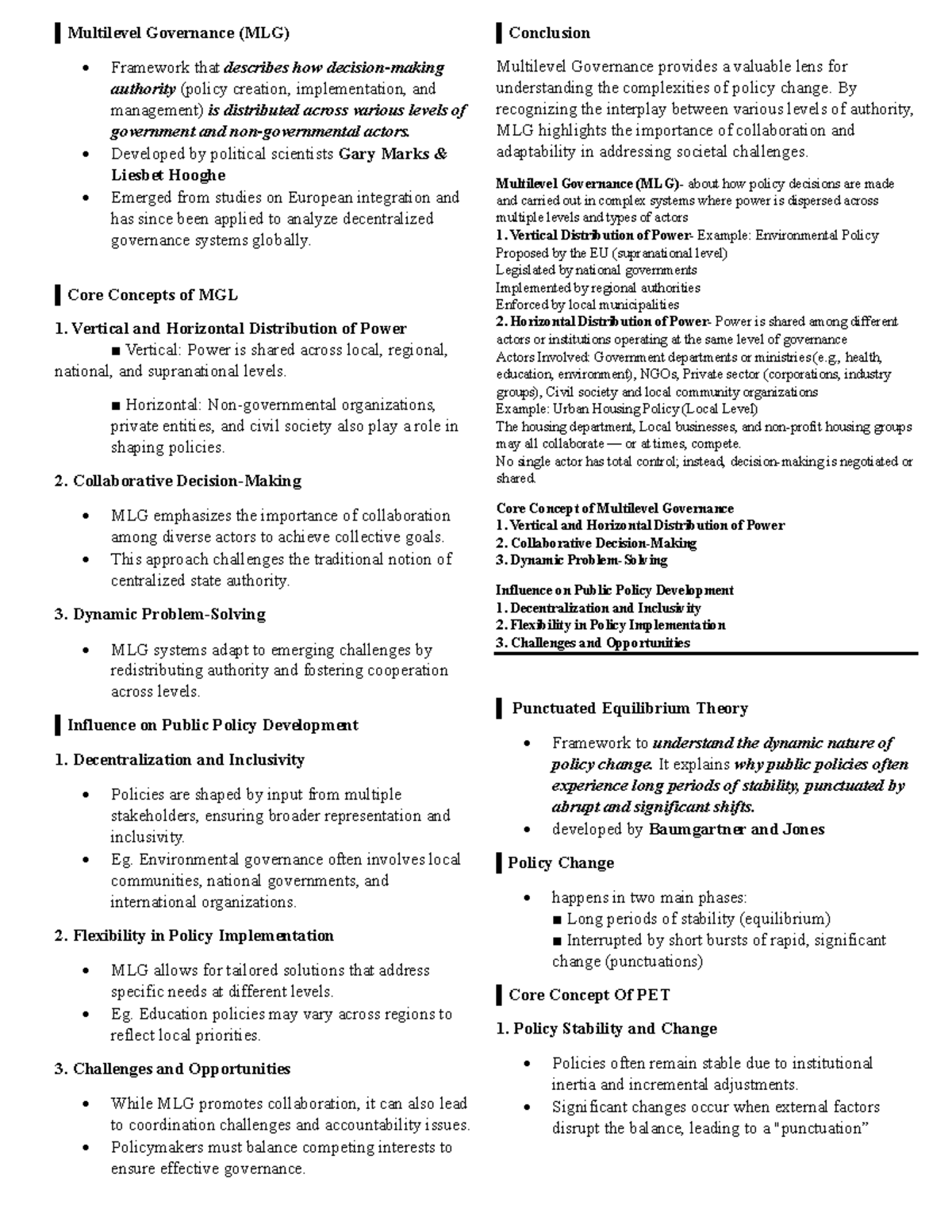 Multilevel Governance (MLG) Framework: Insights on Policy Dynamics ...