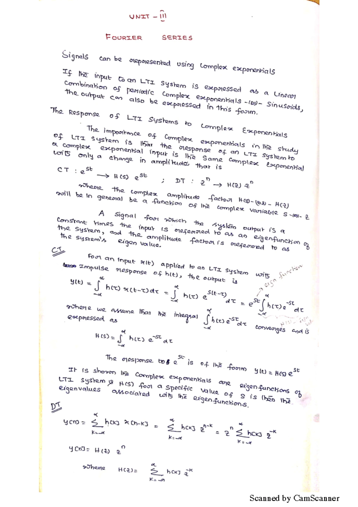 240917 Unit-3 & 4 Lecture Notes on LTI Systems and Fourier Series - Studocu