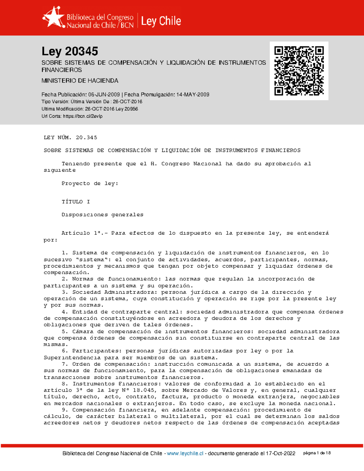 Ley-20345 - Ley 20345 - Ley 20345 SOBRE SISTEMAS DE COMPENSACIÓN Y ...
