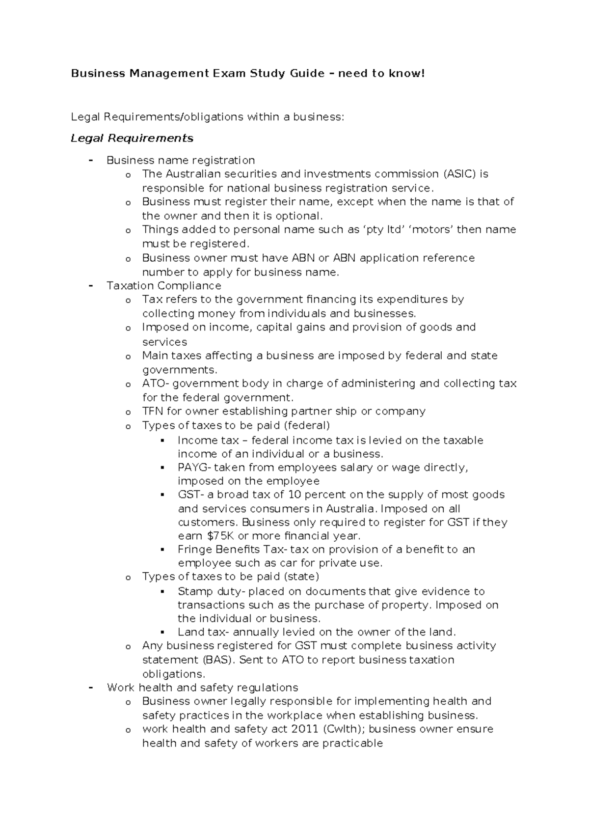 Business Management EXAM Study Notes - Business Management Exam Study ...