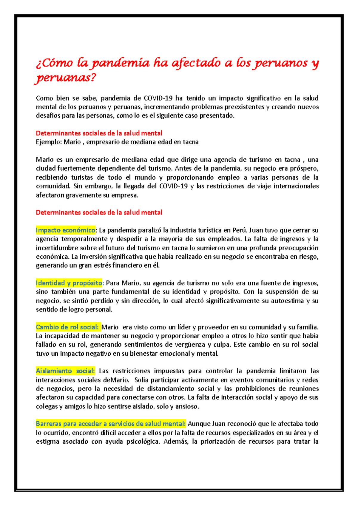 Impacto de la Pandemia en la Salud Mental de los Peruanos: Caso de ...