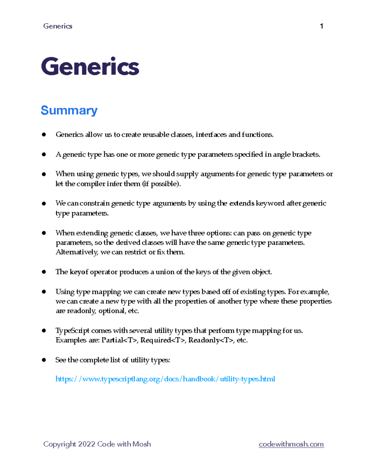 Generics in TypeScript: Concepts and Cheat Sheet for Class Use - Studocu