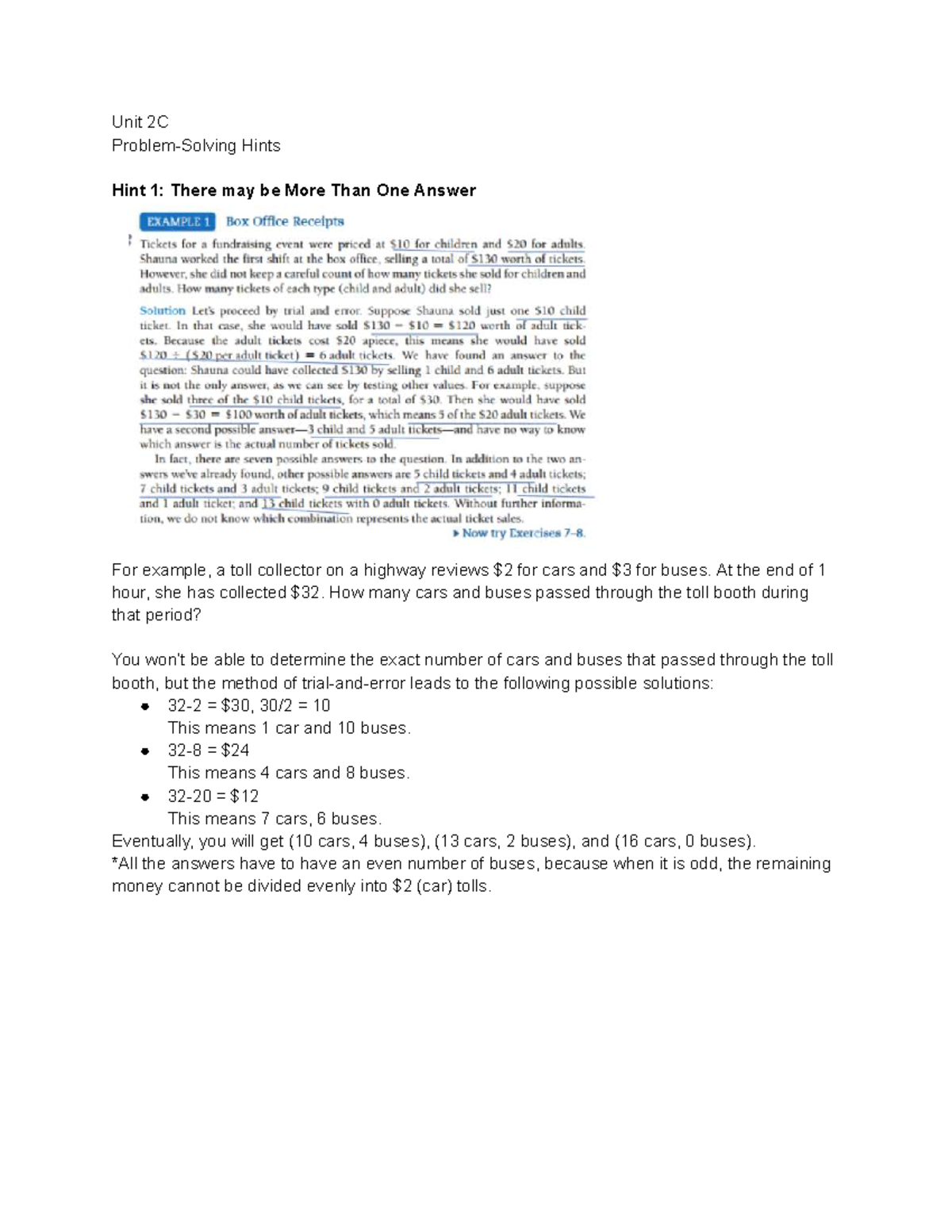 Unit 2C Problem-Solving Strategies: Hints for Success - Studocu