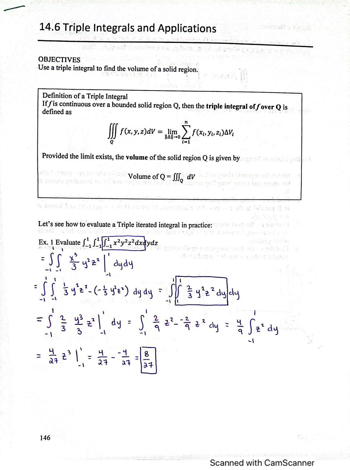 Calculus 3 14.6 notes - 14 Triple Integrals and Applications OBJECTIVES ...