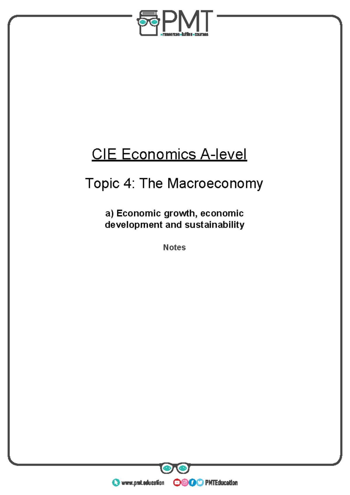 ECON 101: Economic Growth, Development & Sustainability Notes - Studocu