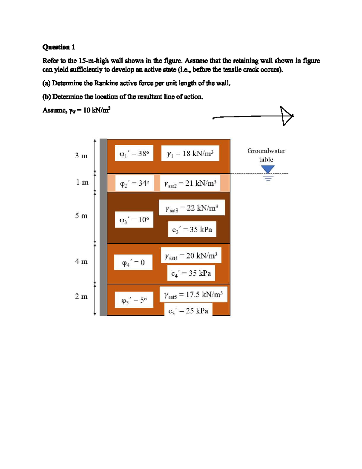 Geotechnical Engineering 3 Final Exam: Active Earth Pressure Analysis ...