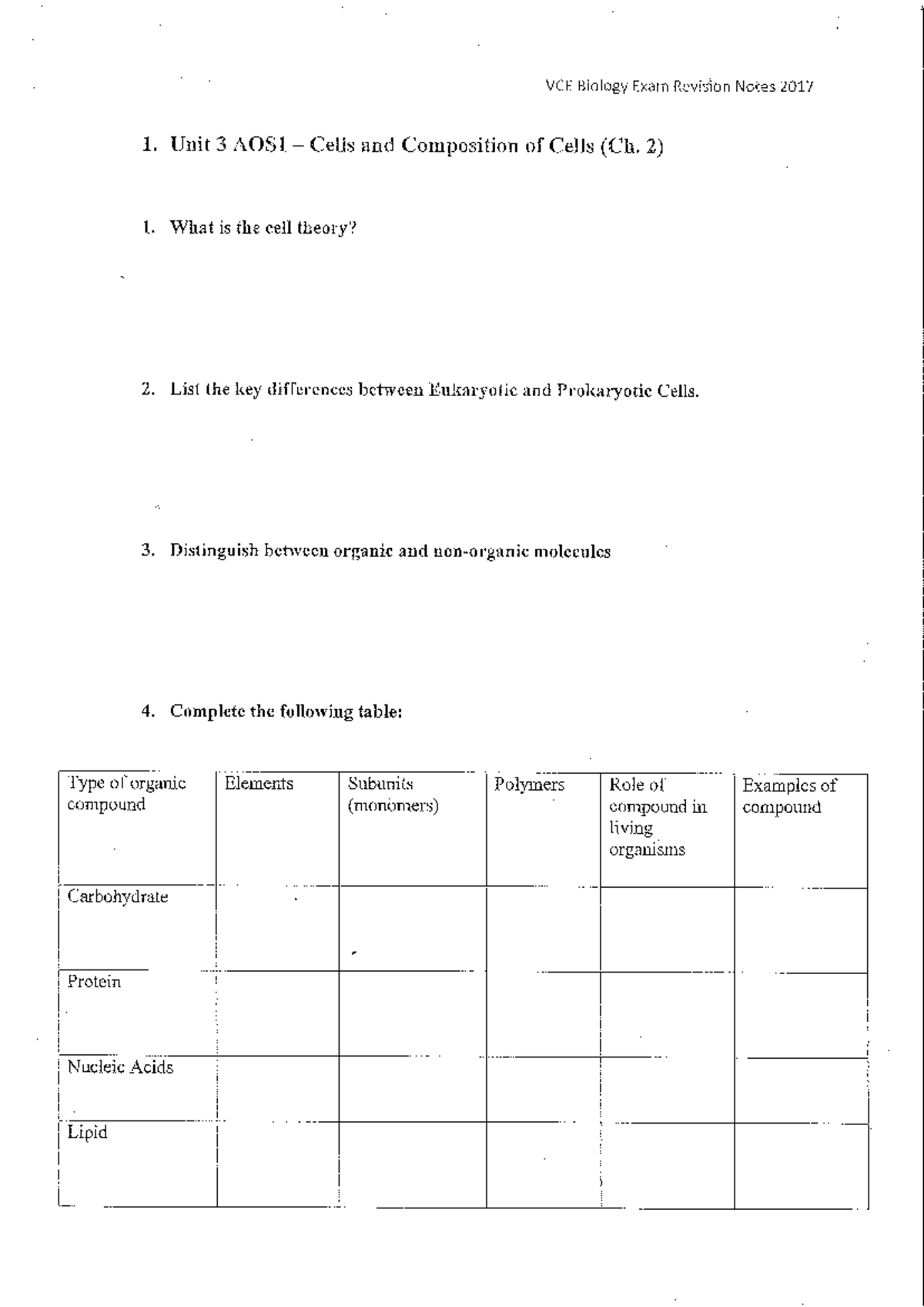 Chapter 2: VCE Biology Unit 3 AOS1 Cellular Processes Review Notes ...