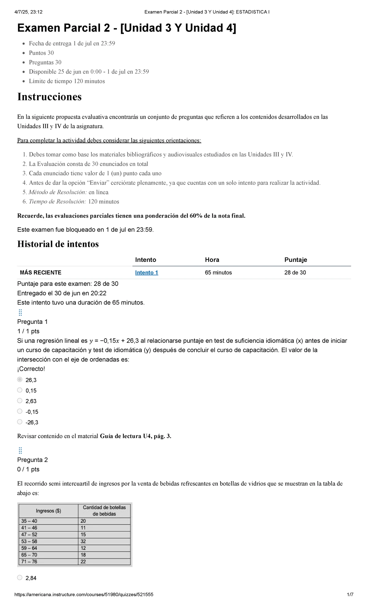 23:11 Examen Parcial 1 - Unidades I y II de Estadística I - Studocu