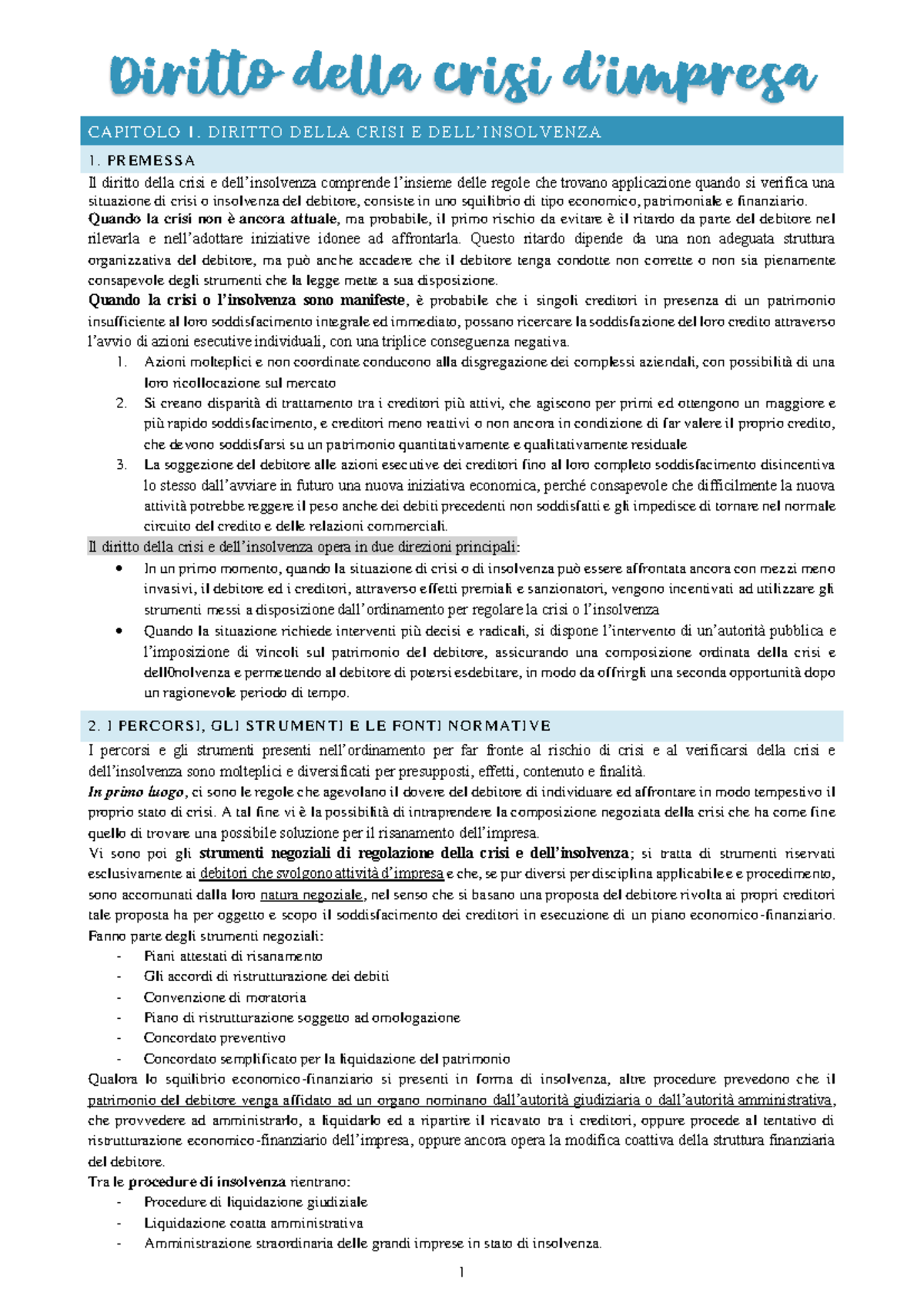 Riassunto sul Diritto della Crisi d - Document Preview