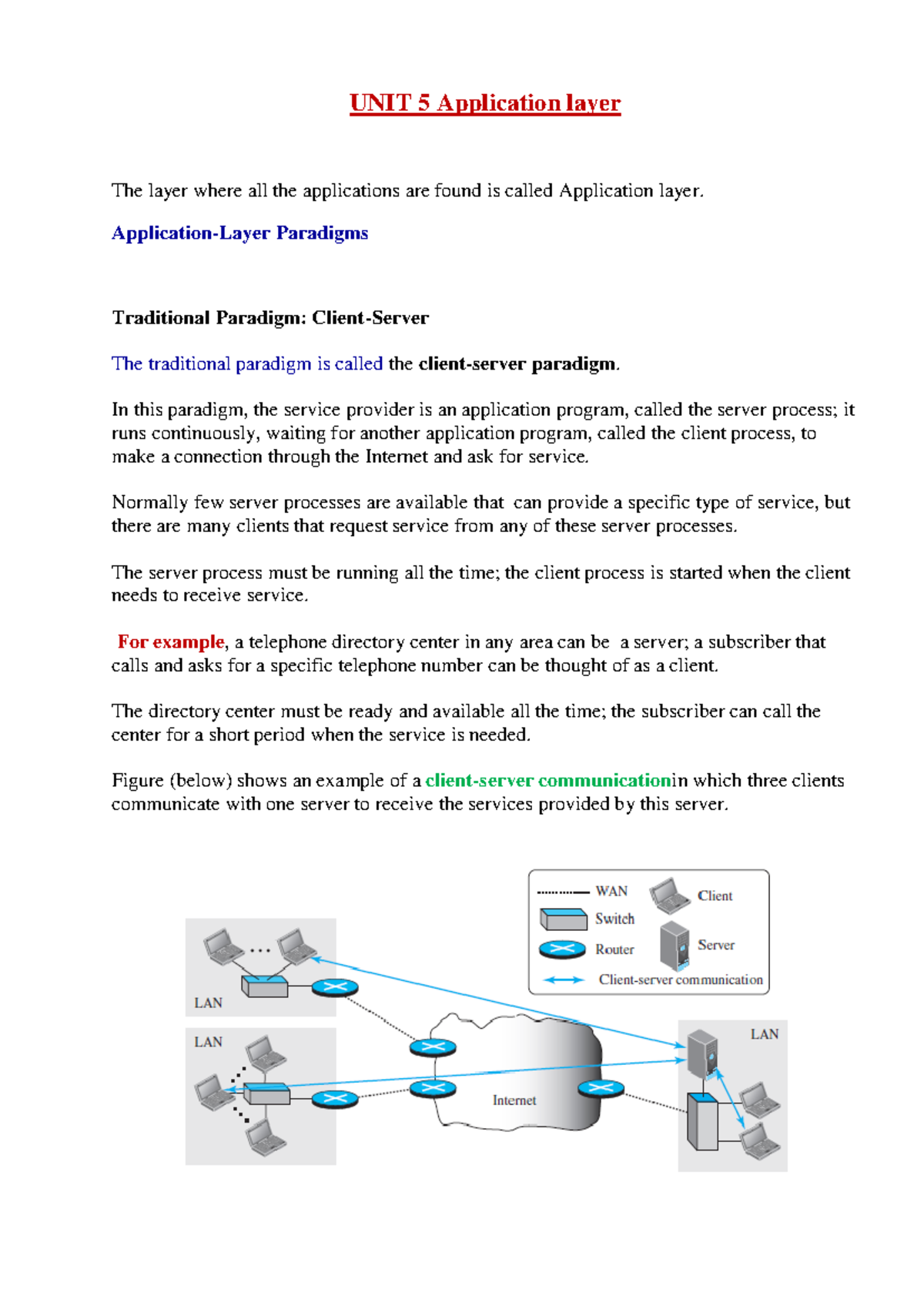 CN Unit 5 - nil - UNIT 5 Application layer The layer where all the ...