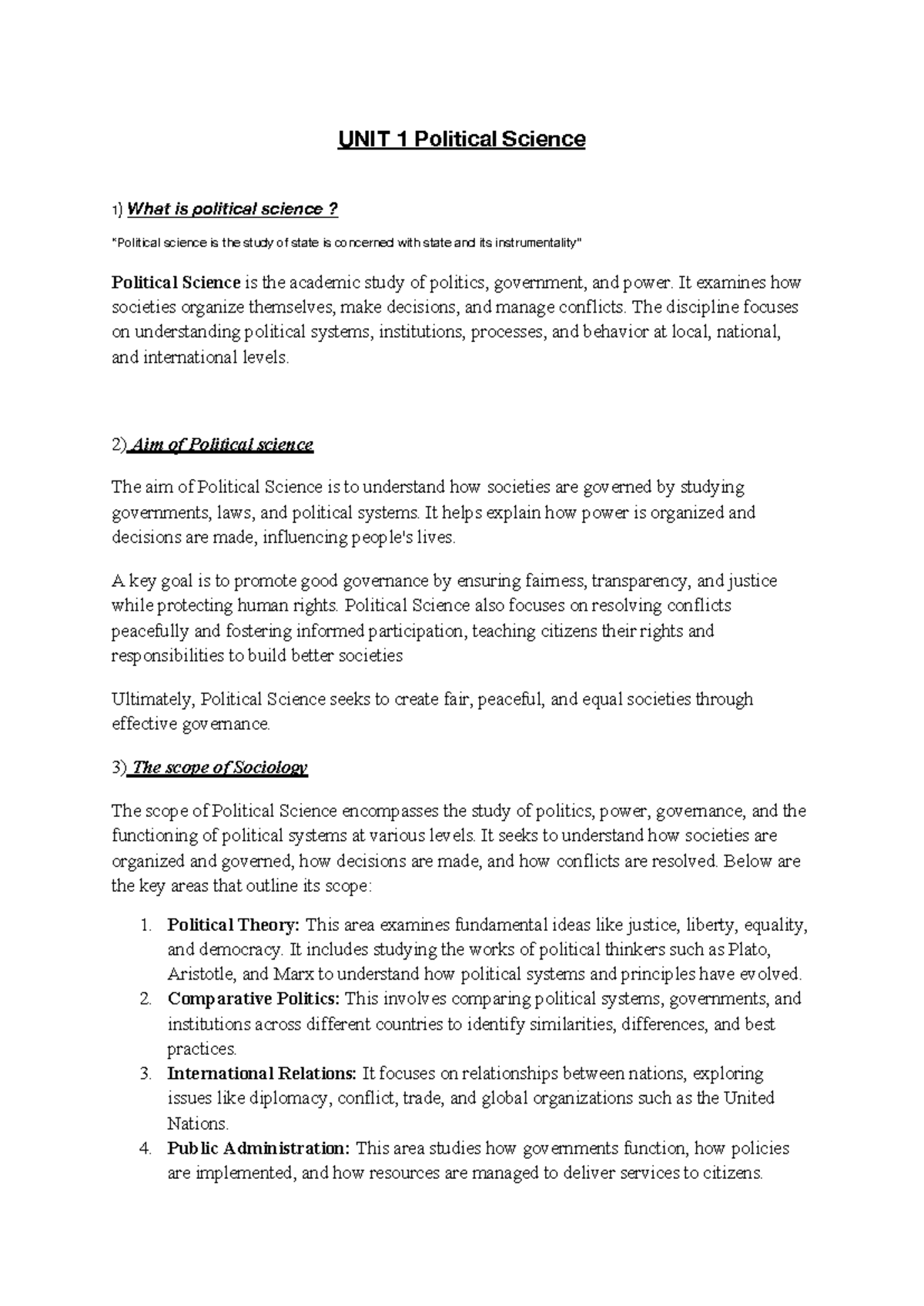 Unit 1 Notes: Introduction to Political Theory (POL101) - Studocu