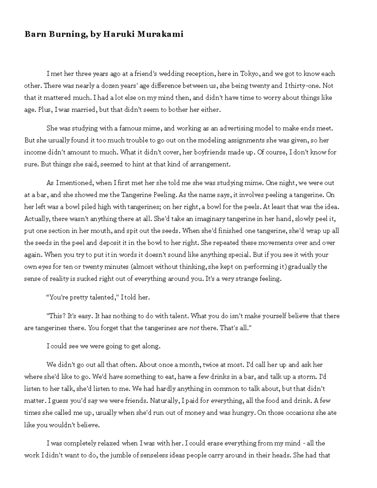 Barn Burning Analysis: A Study of Haruki Murakami's Themes - Studocu