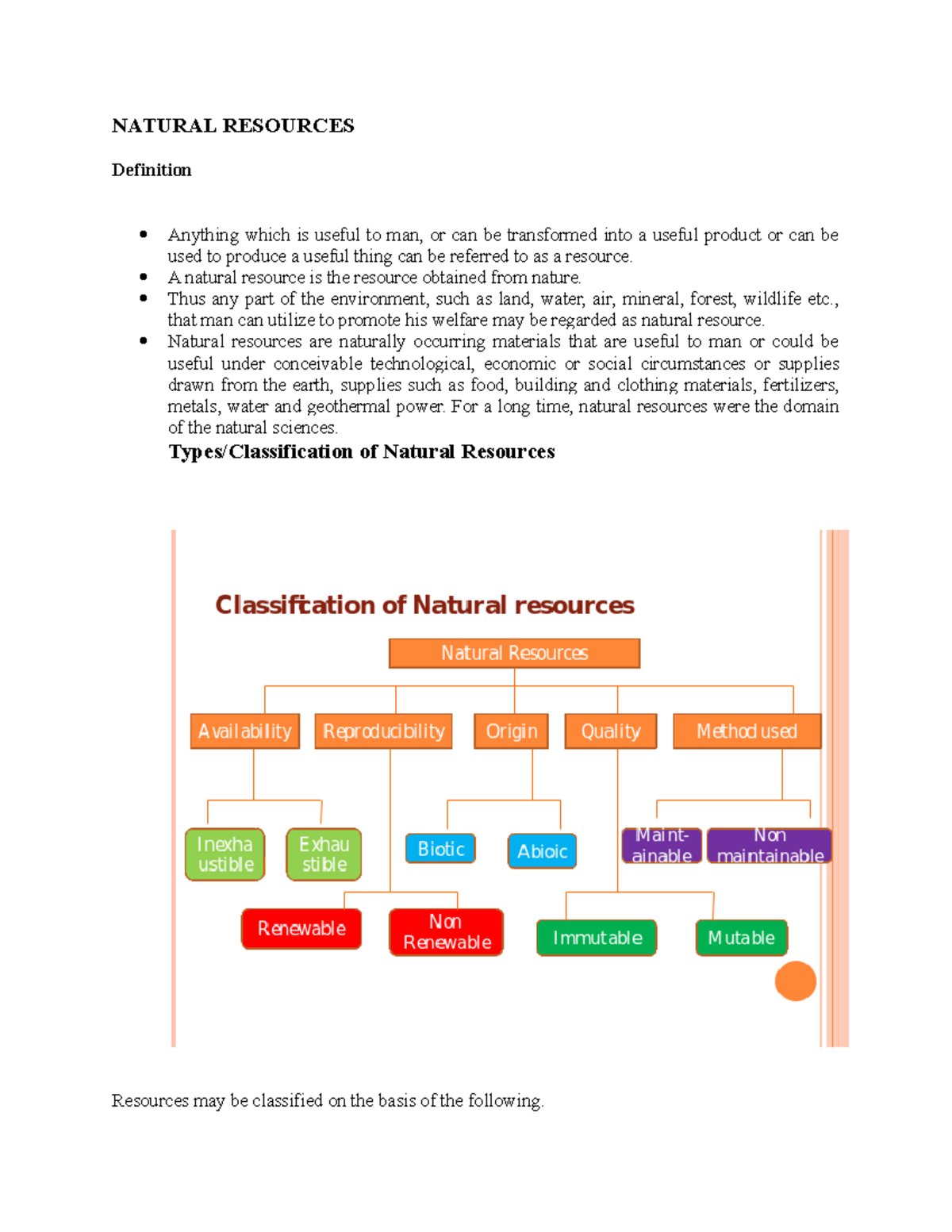 Natural Resources: Definition, Types, & Importance Overview - Studocu