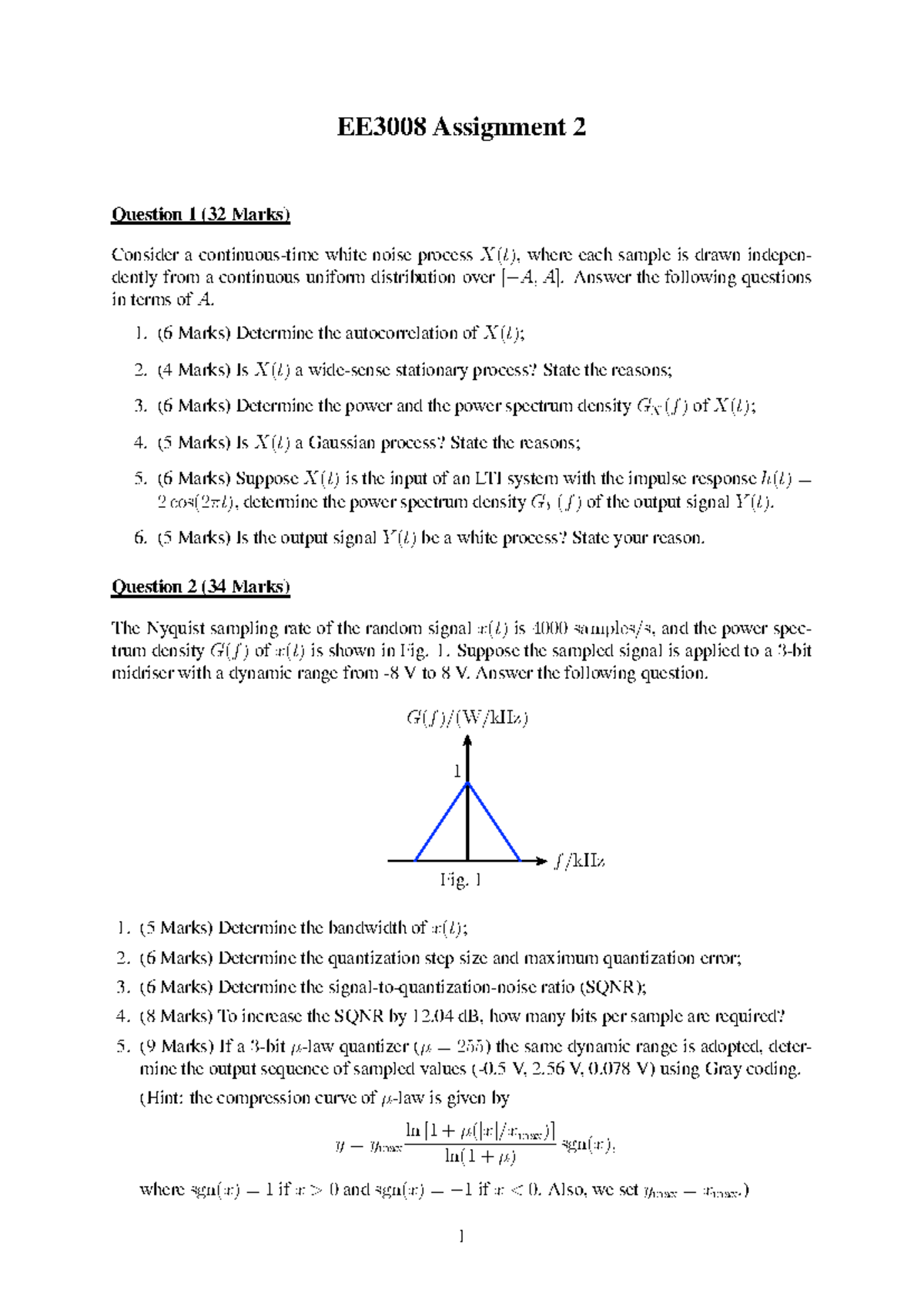 EE3008 Assignment 2: White Noise Process & Sampling Analysis - Studocu