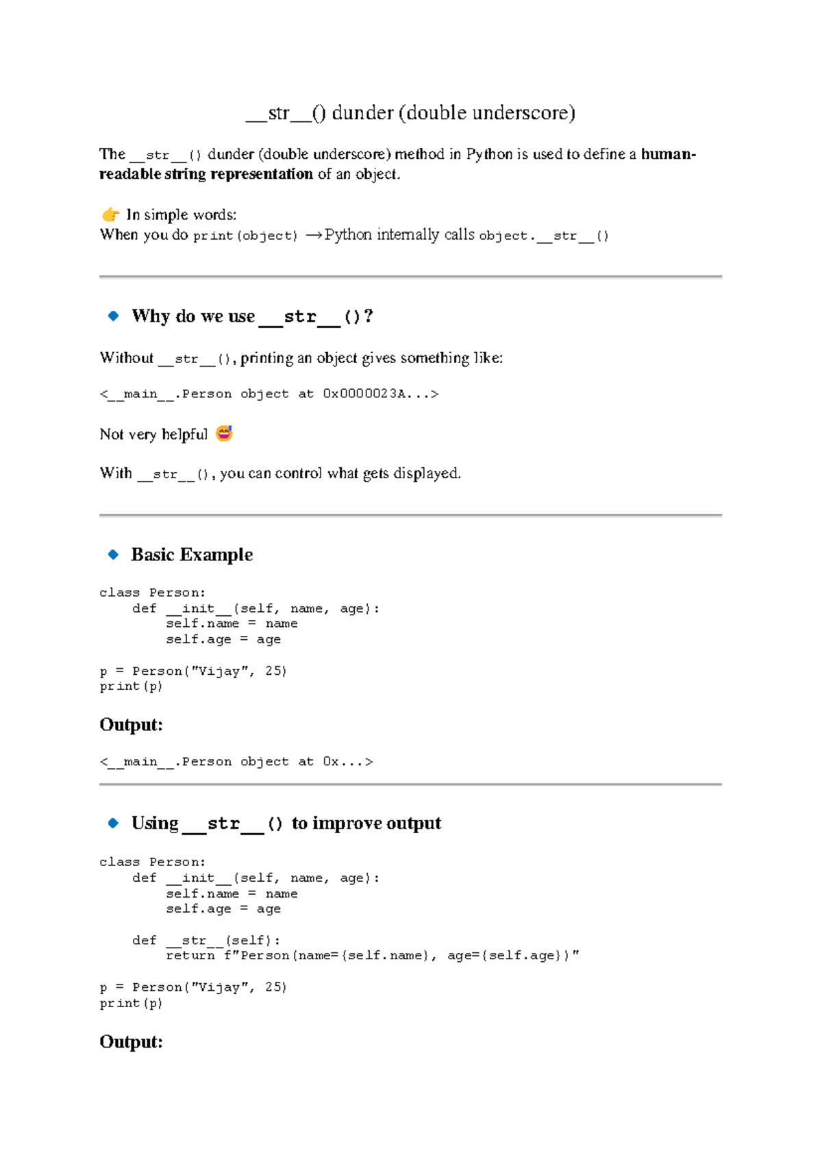 Str() Method in Python: Understanding __str__() Dunder Function - Studocu