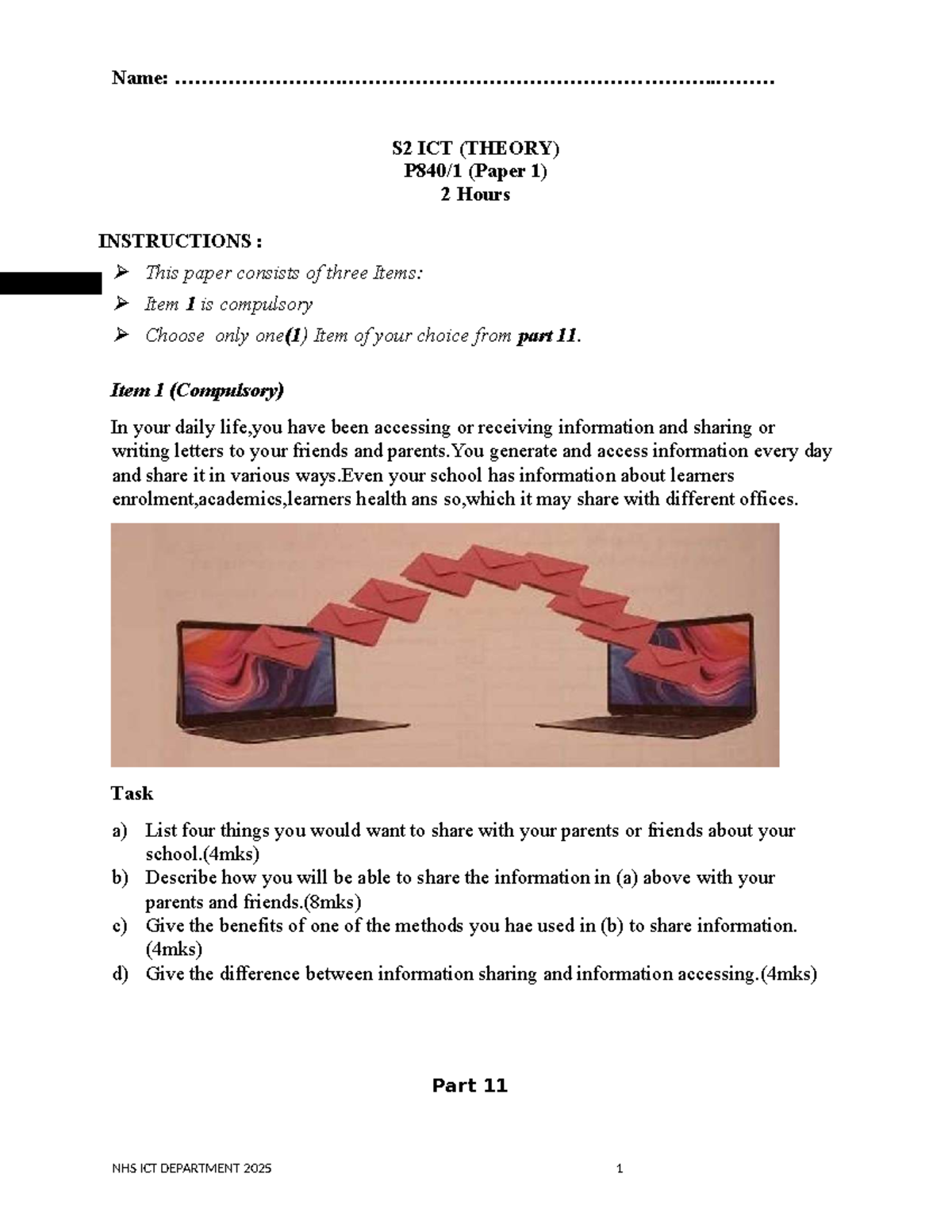 S2 ICT (THEORY) Paper 1: Information Sharing & Accessing Guide - Studocu