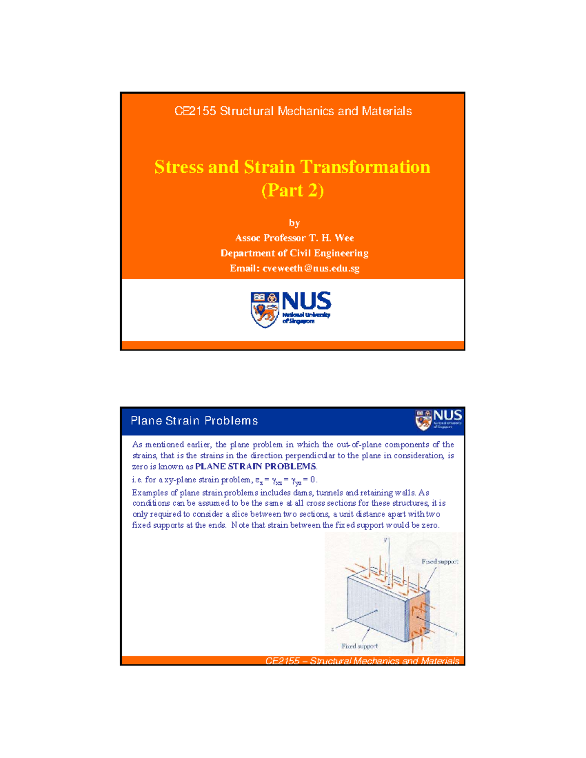 CE2155 Structural Mechanics: Stress and Strain Transformation (Part 2 ...