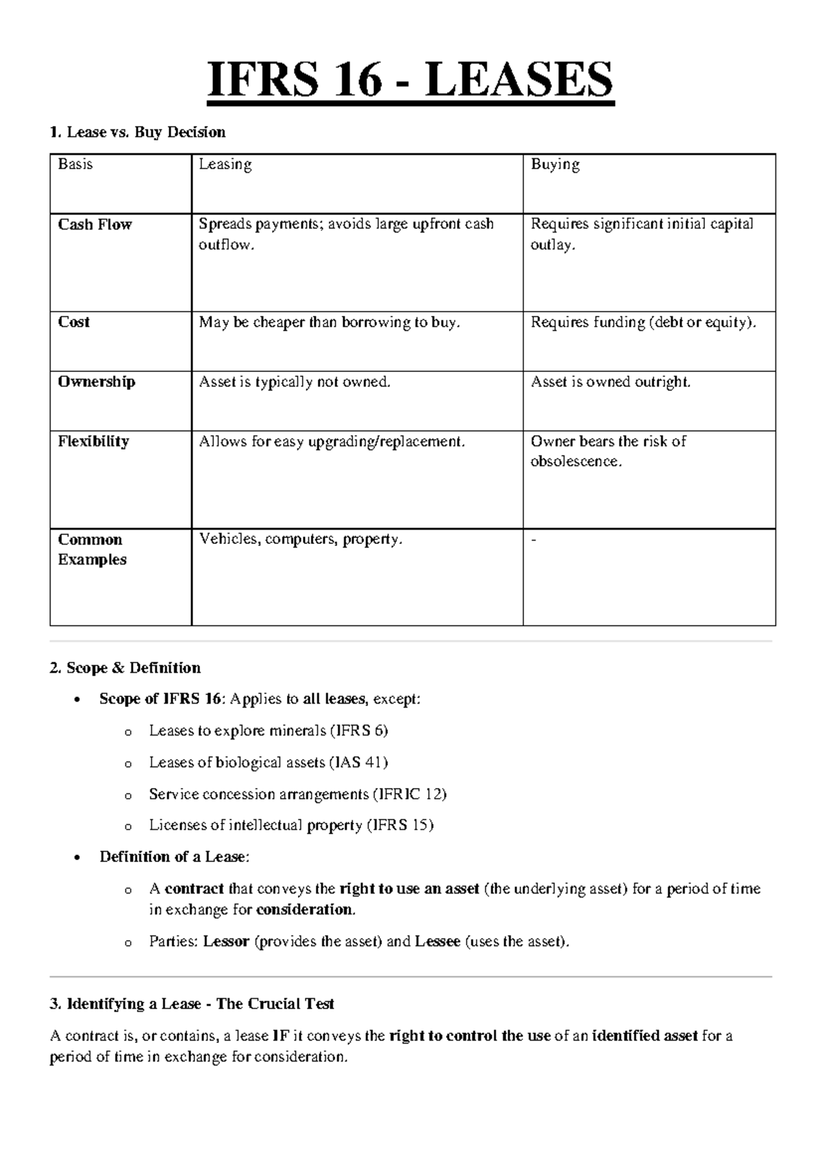 IFRS 16 LEASES - Comprehensive Study Notes and Key Insights - Studocu
