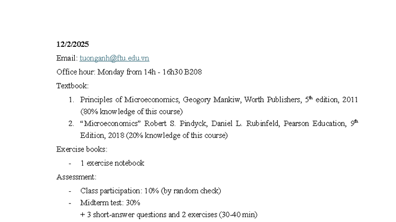 Microeconomics Class Notes (ECON 101): Chapter 1 - Introduction to ...