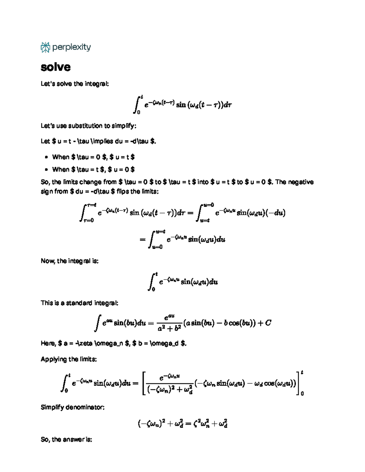Solve - GOOD - Physics - Let's solve the integral: Letʼs use ...