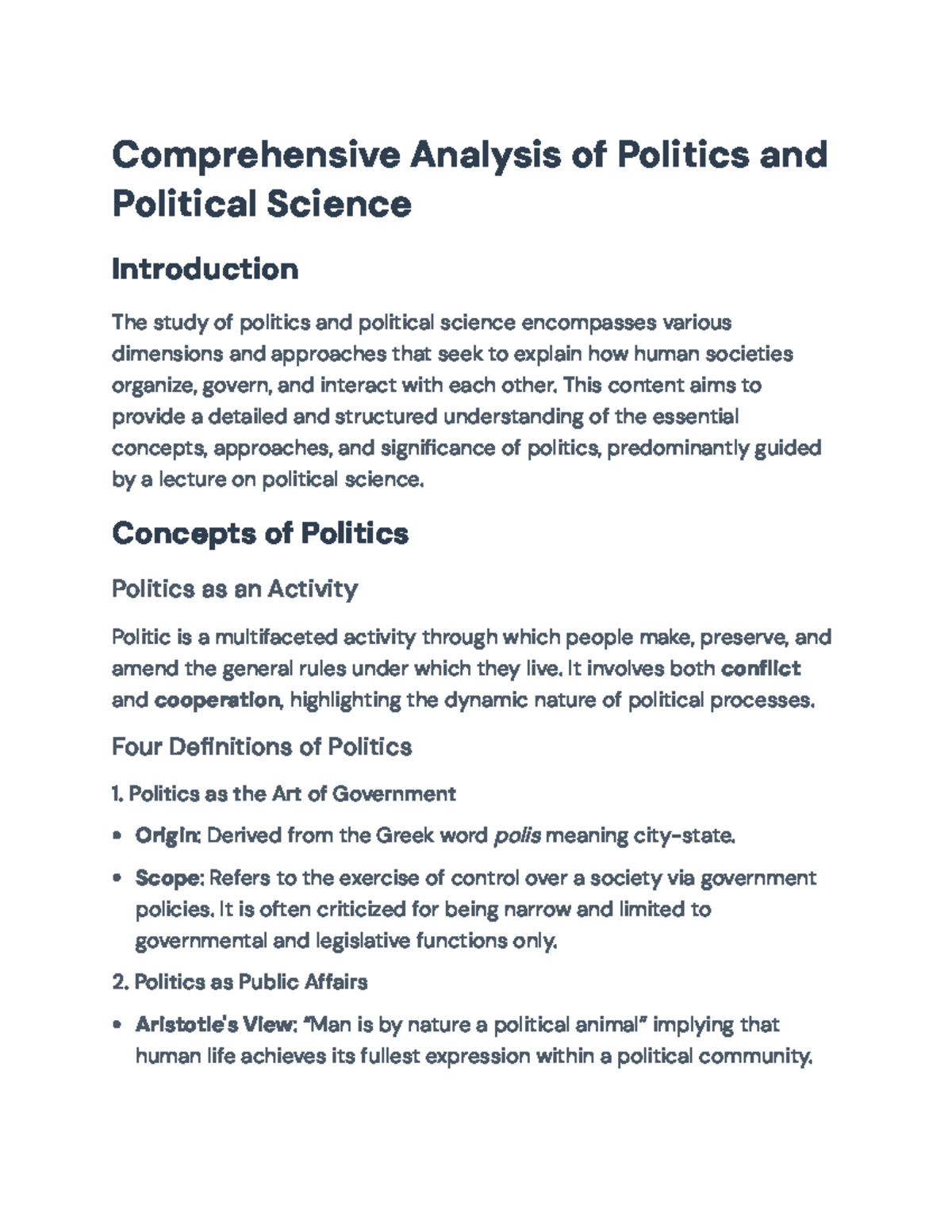 Comprehensive Overview of Political Science Concepts and Theories ...