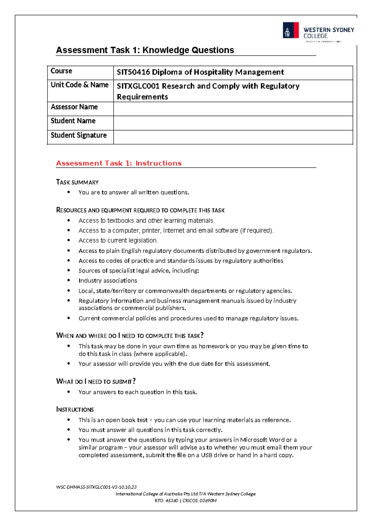 Knowledge Questions for Assessment Task 1 (BSBCMM401) - Studocu