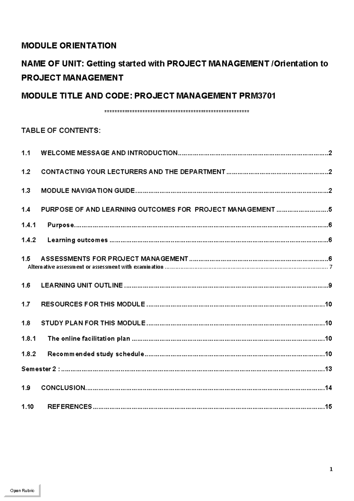 Getting Started with Project Management: PRM3701 Orientation Guide ...