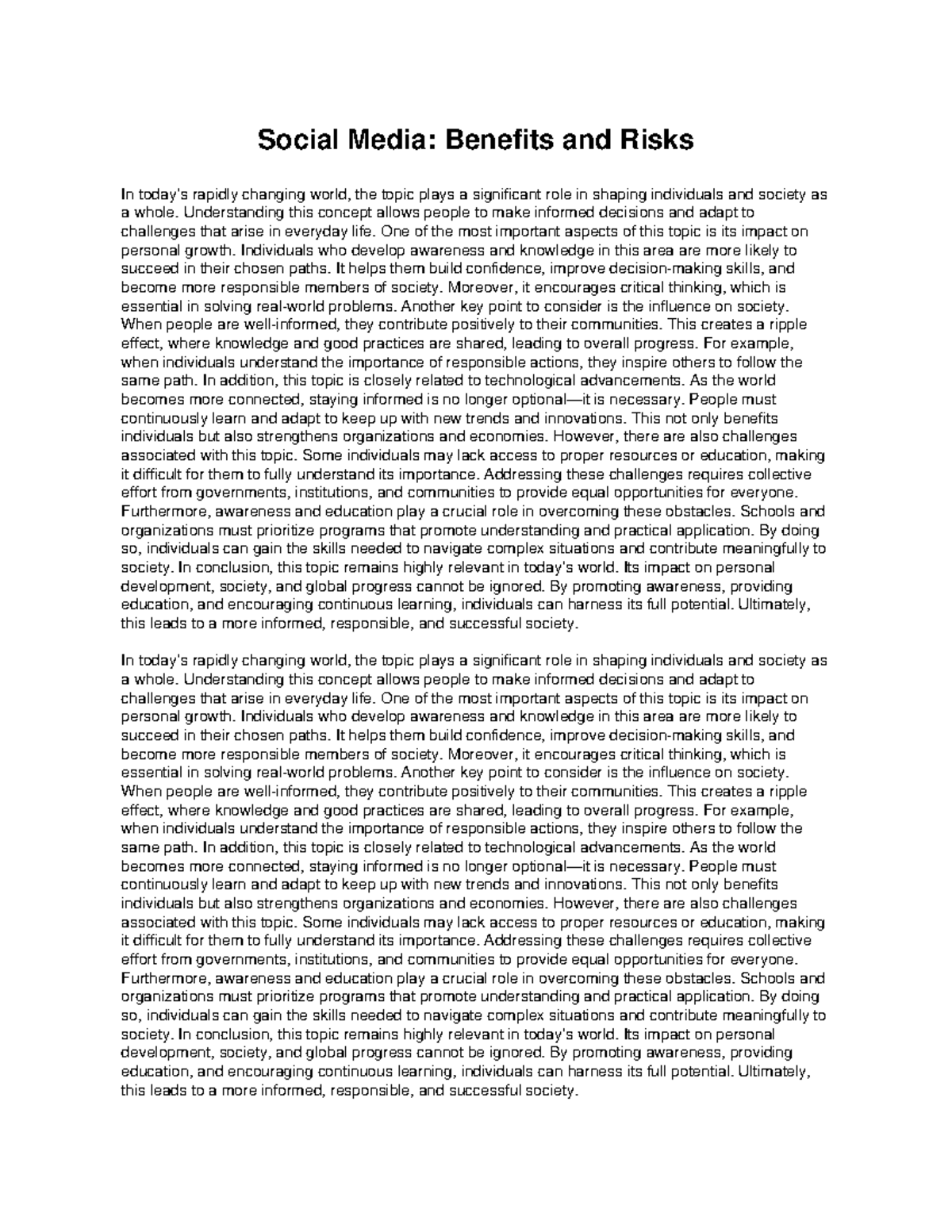 Social Media: Exploring Benefits & Risks in Modern Society - Studocu