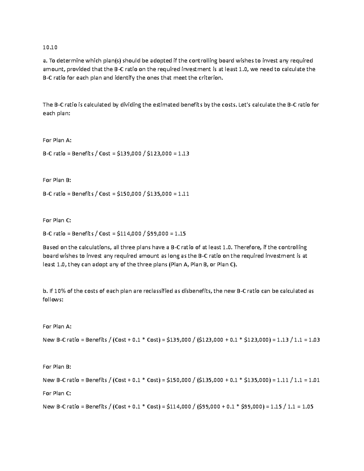 9 - Chapter 1: B-C Ratio Analysis and Present Worth Calculations - Studocu