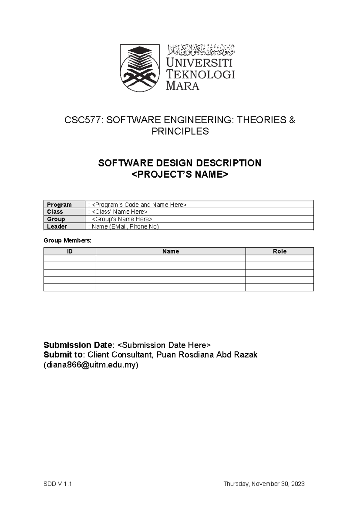 CSC577 Final Project - Software Development Design Document - Studocu