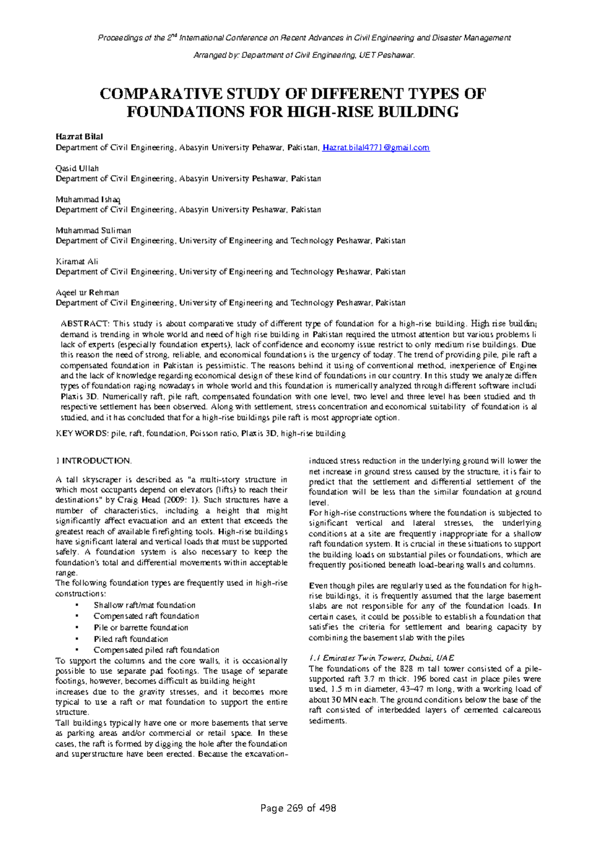 Comparative Study of Foundation Types for High-Rise Buildings: ICCEDM ...