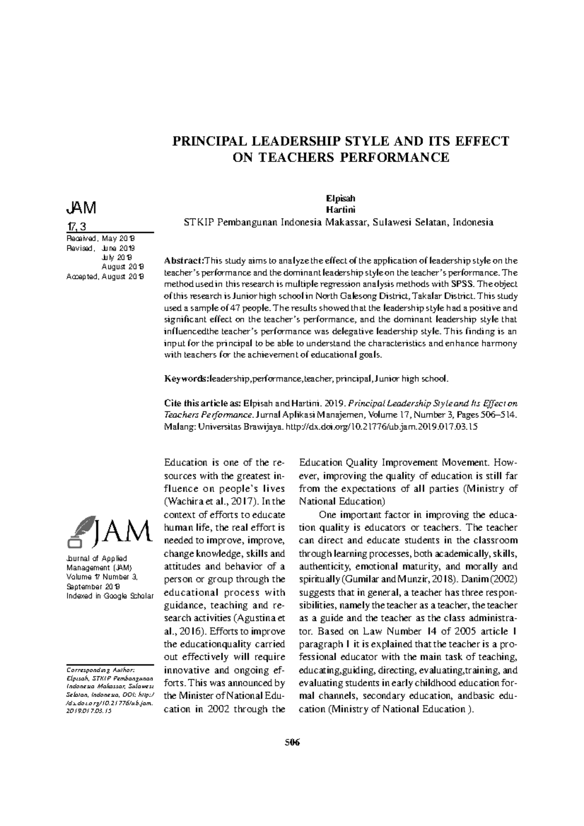 1535 3835 1 PB - Analysis of Principal Leadership Styles Impact on ...