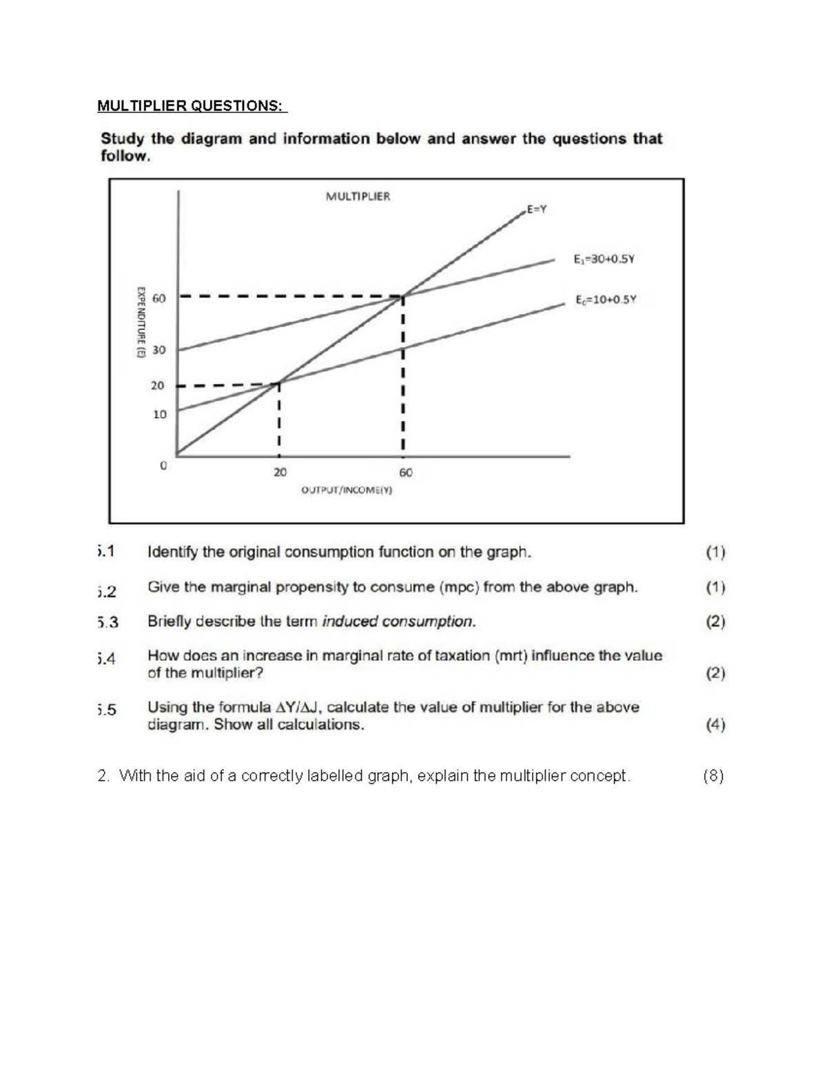 Multiplier Questions - MULTIPLIER QUESTIONS: 2. With the aid of a ...