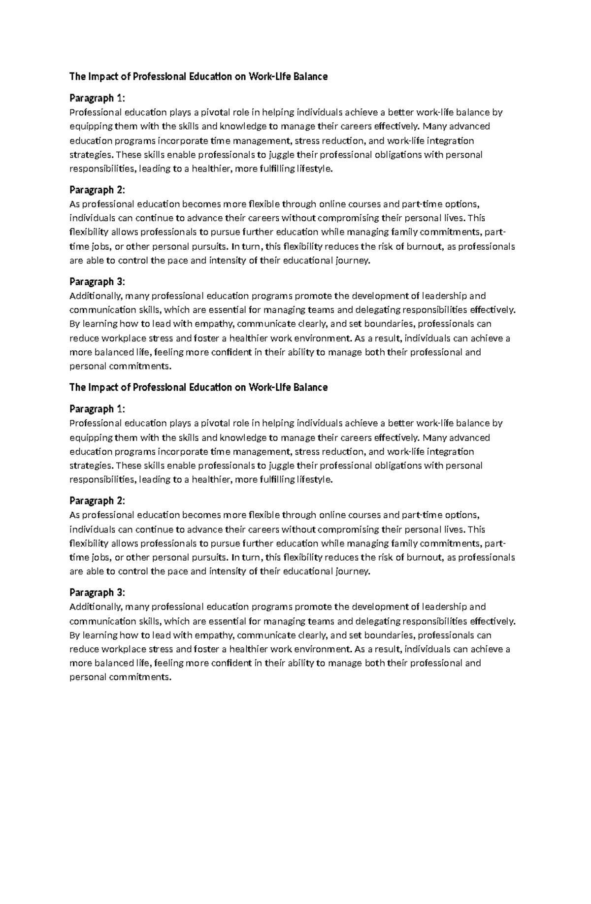 The Impact of Professional Education on Work - Many advanced education ...