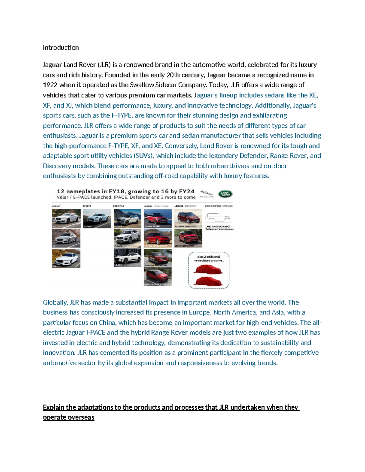 JLR International Strategy Analysis: Adaptation & Standardization ...