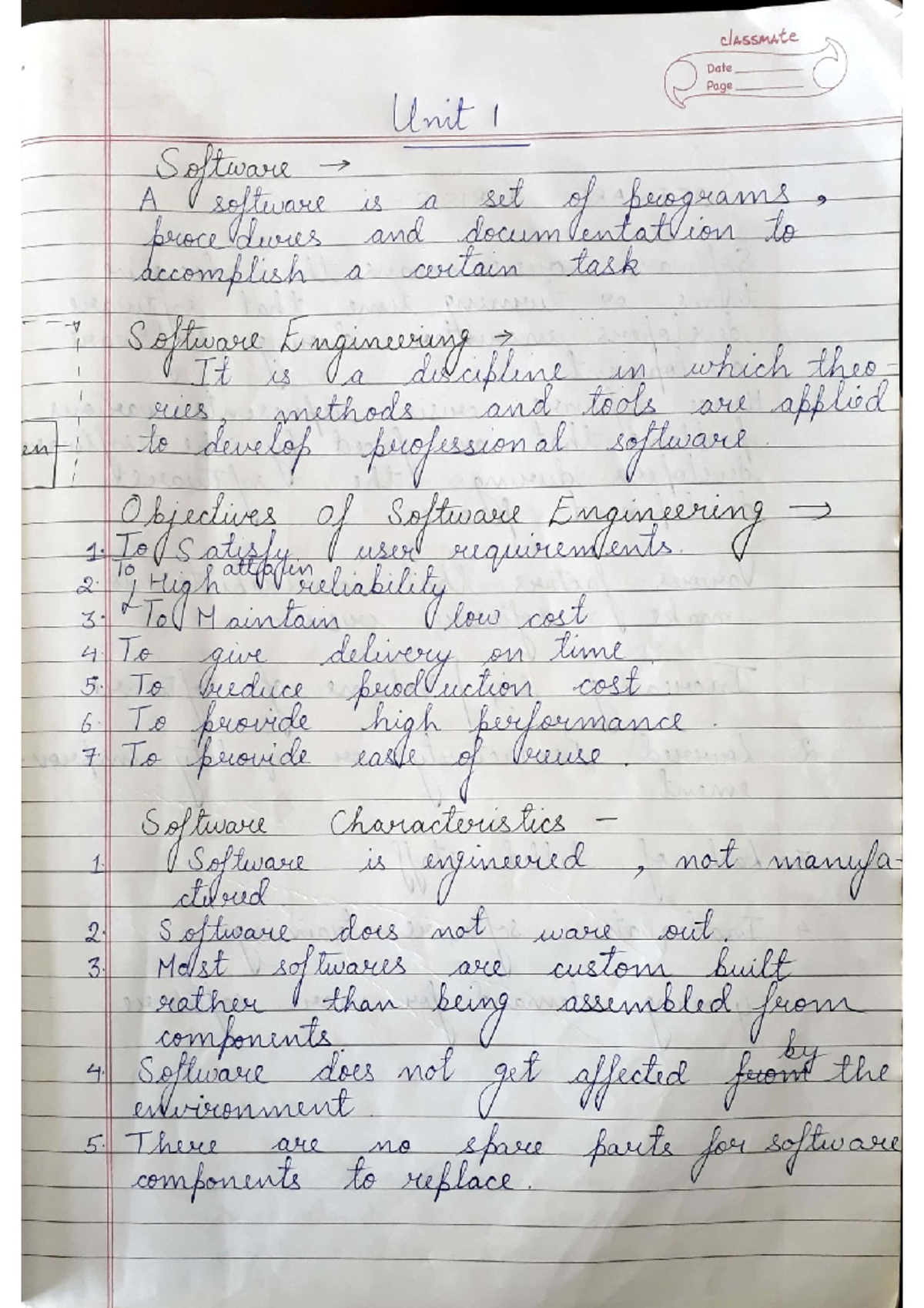 SE Unit1 Notes: Understanding Software Processes and Quality - Studocu