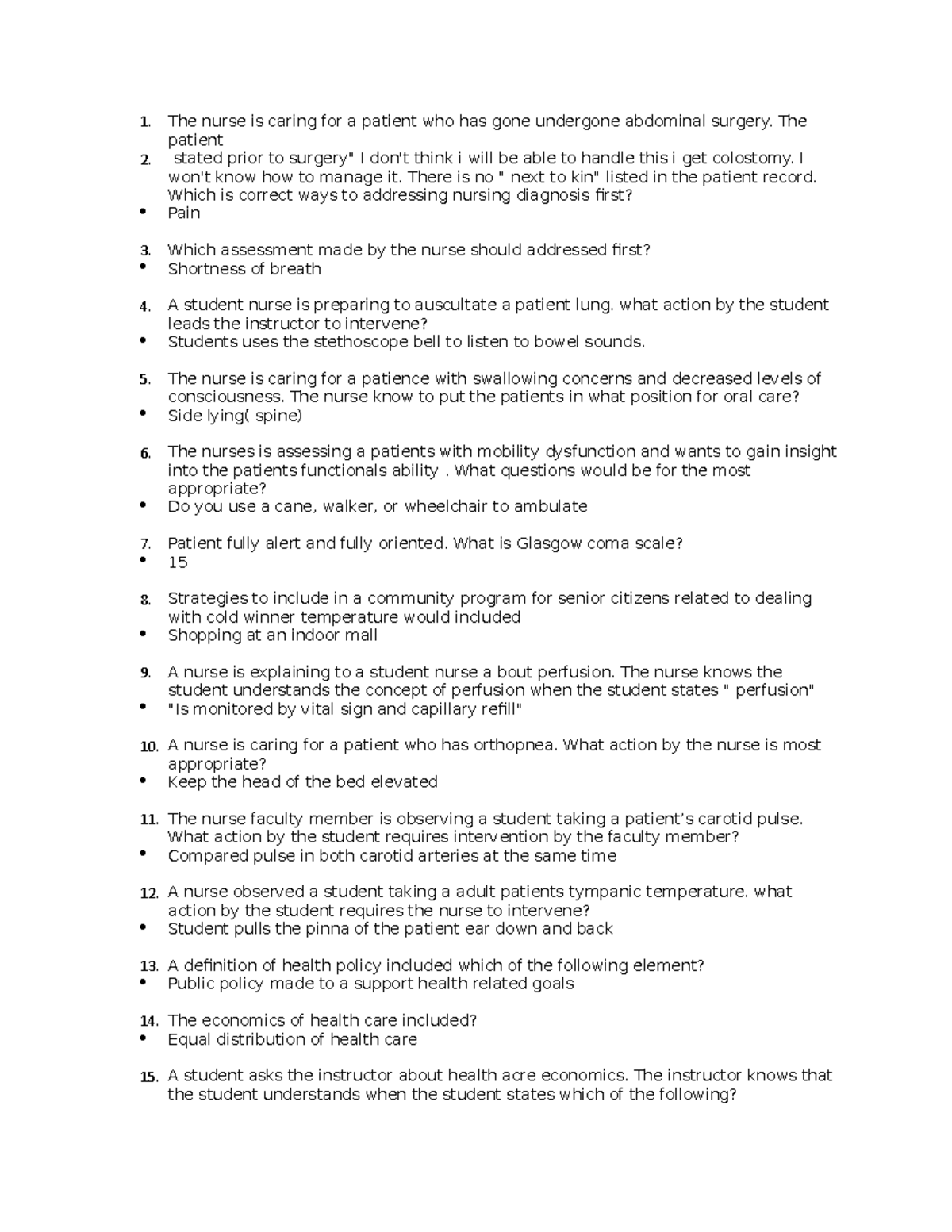 Nursing 1020C Final Exam Study Notes and Key Concepts - Studocu