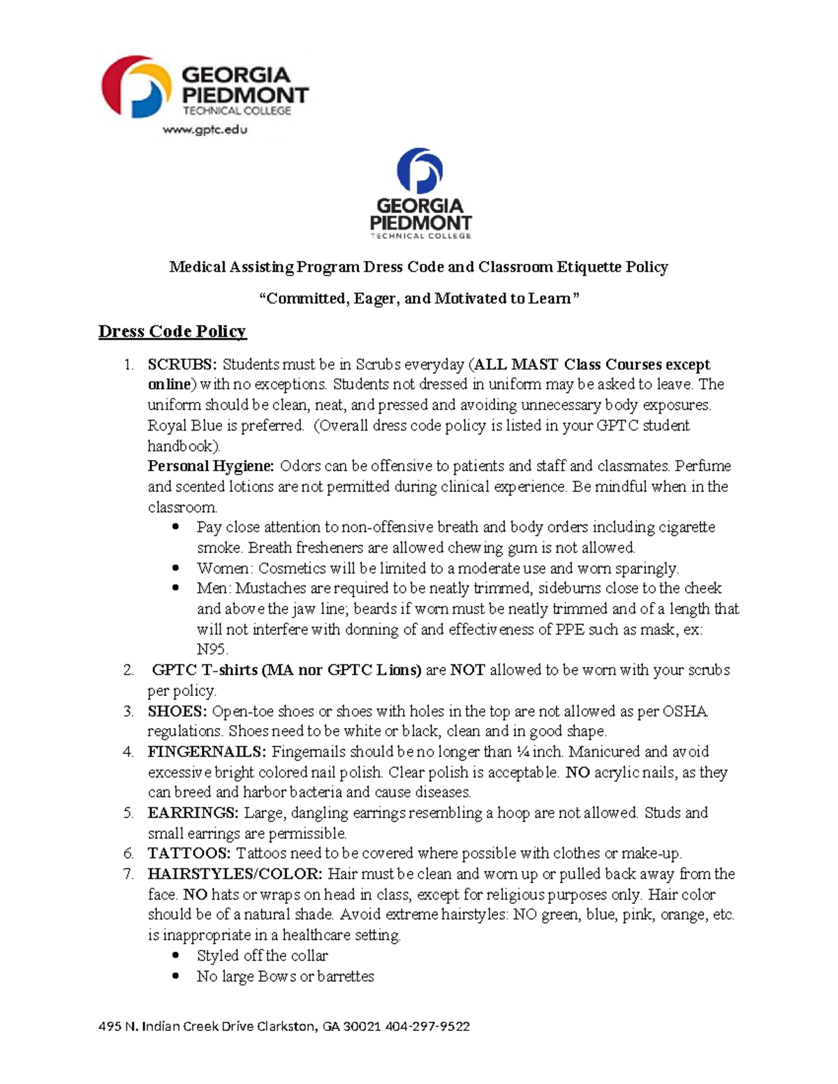 Medical Assisting Program (MA) Dress Code & Etiquette Policy - Studocu