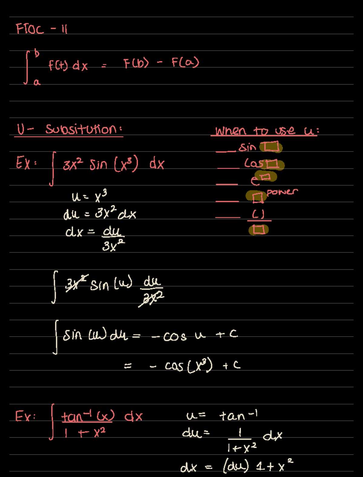 Week 8- FTOC 2, U-Substitution - FTOC 11 fct dx F b F a U Subsitution ...