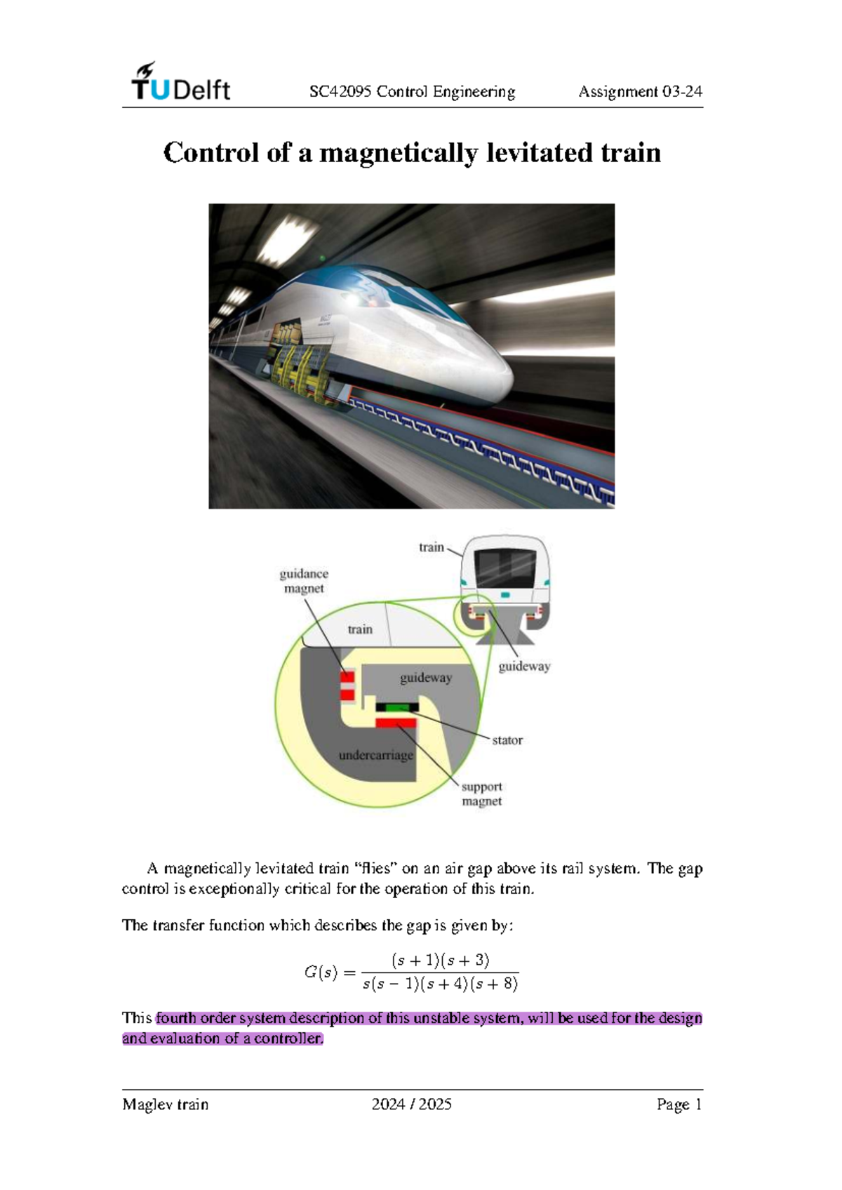 SC42095 Control Engineering Assignment: Maglev Train Control Design ...