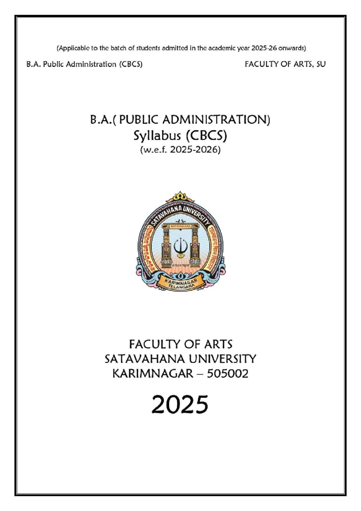 B.A. Public Administration Syllabus Overview (2025-26) - Studocu