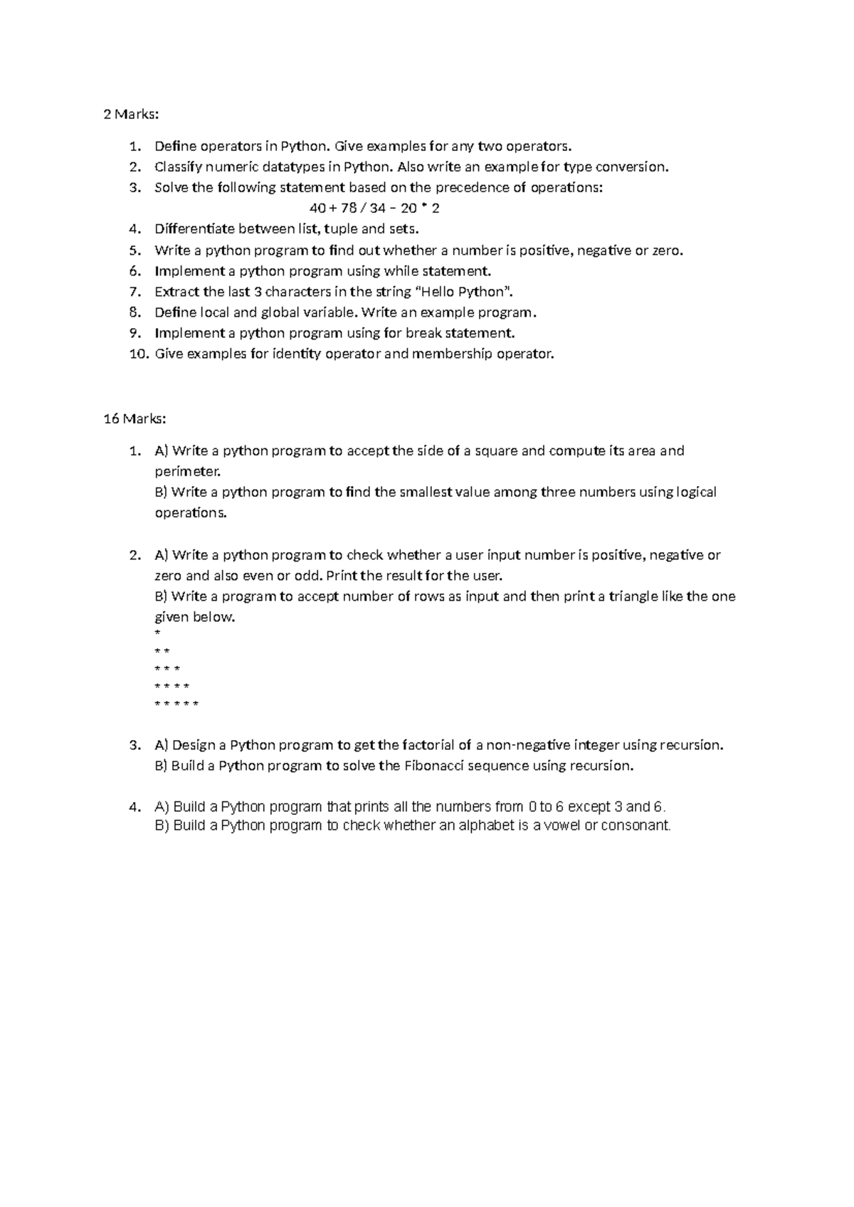 Unit 01: Python Operators, Data Types, and Program Examples - Studocu