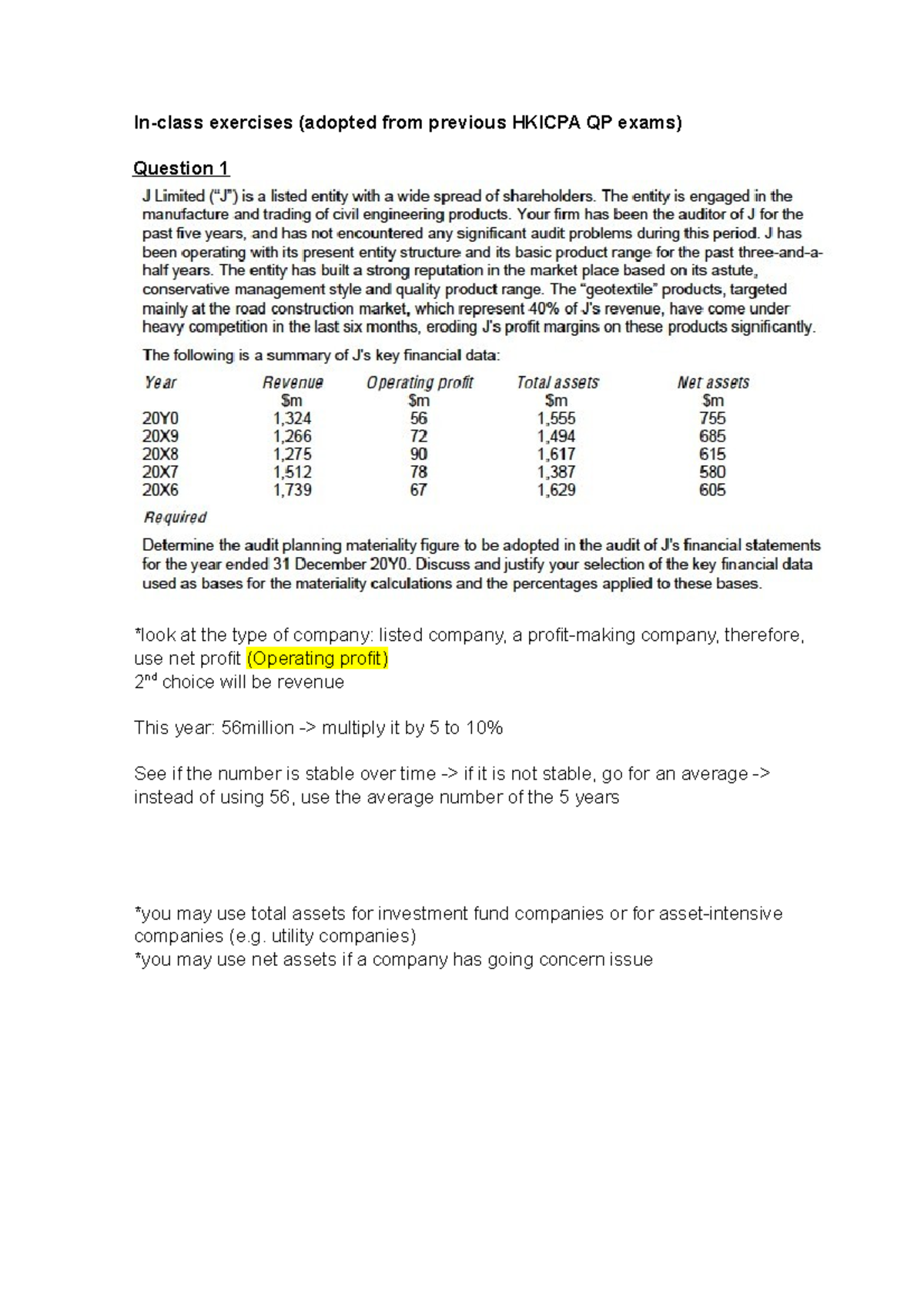 Supplement to Chapter 7 with In-Class Exercise Answers - Studocu