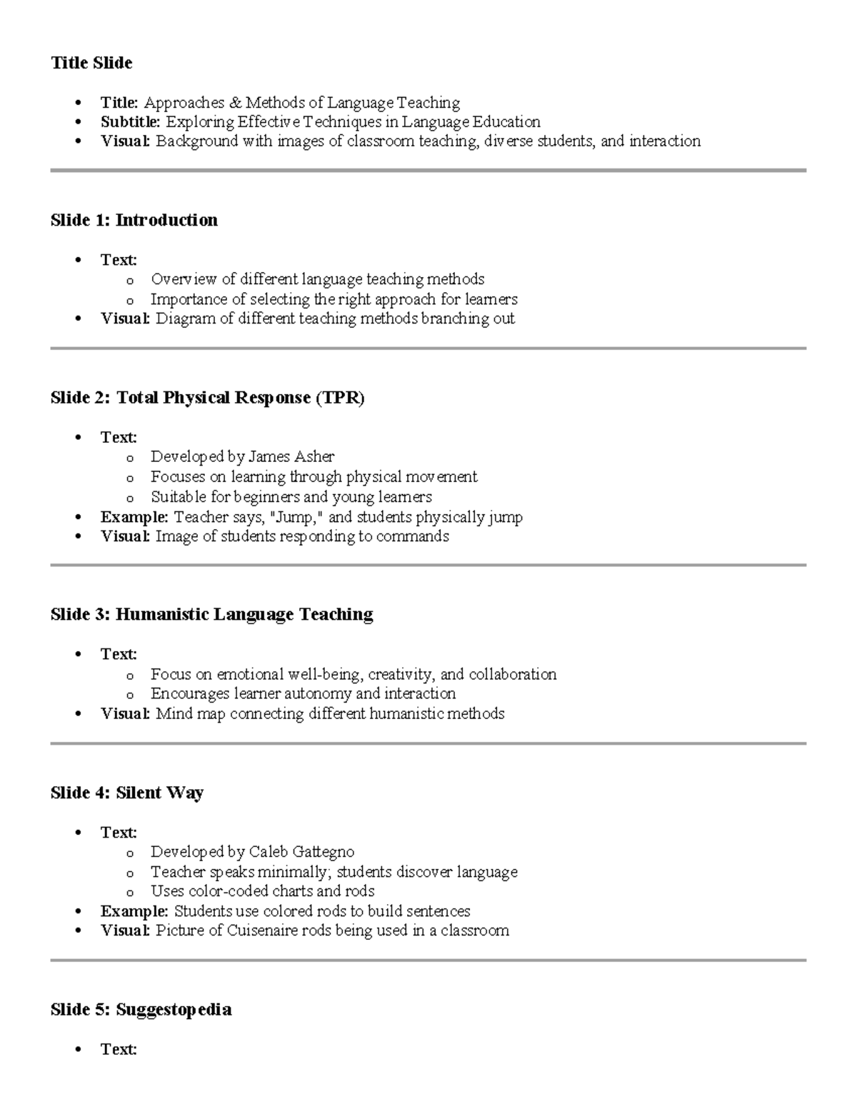 ELT - ELT - Title Slide Title: Approaches & Methods of Language ...