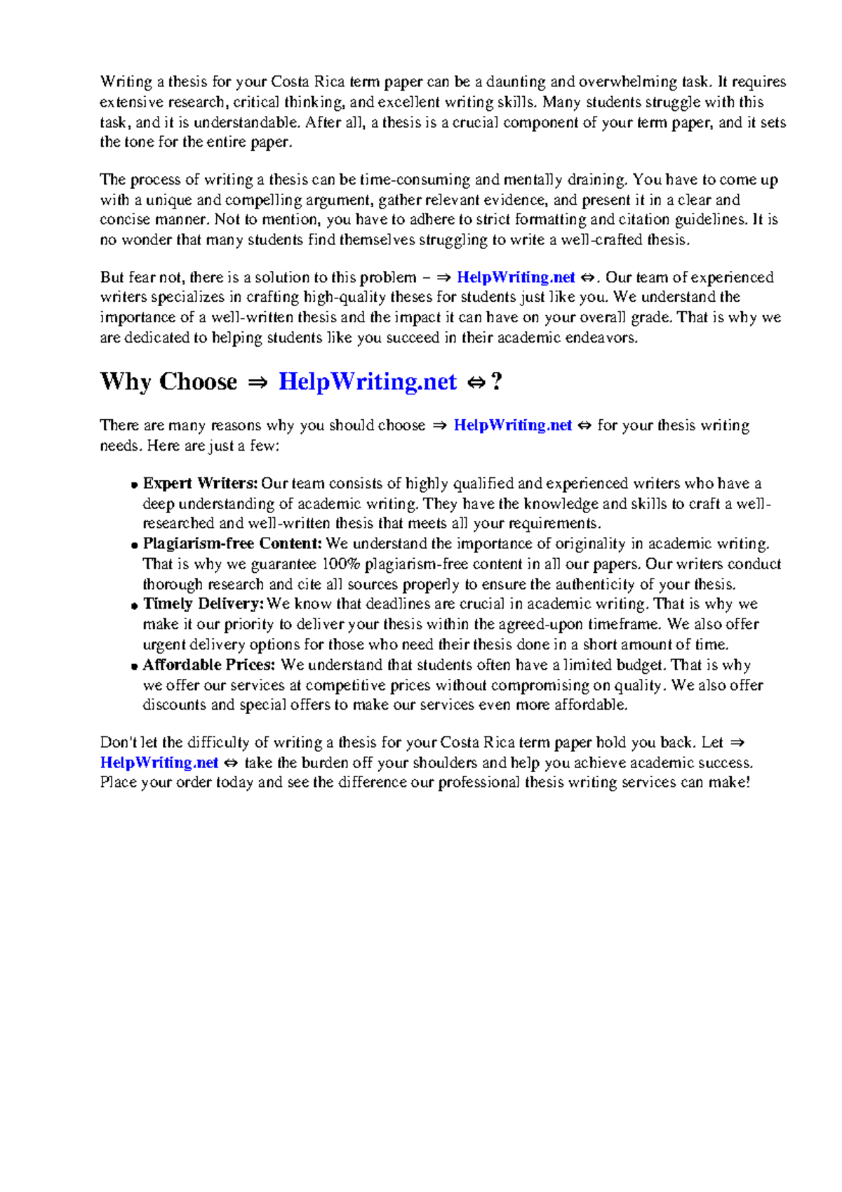 Costa Rica Term Paper: Strategies for Effective Thesis Writing - Studocu