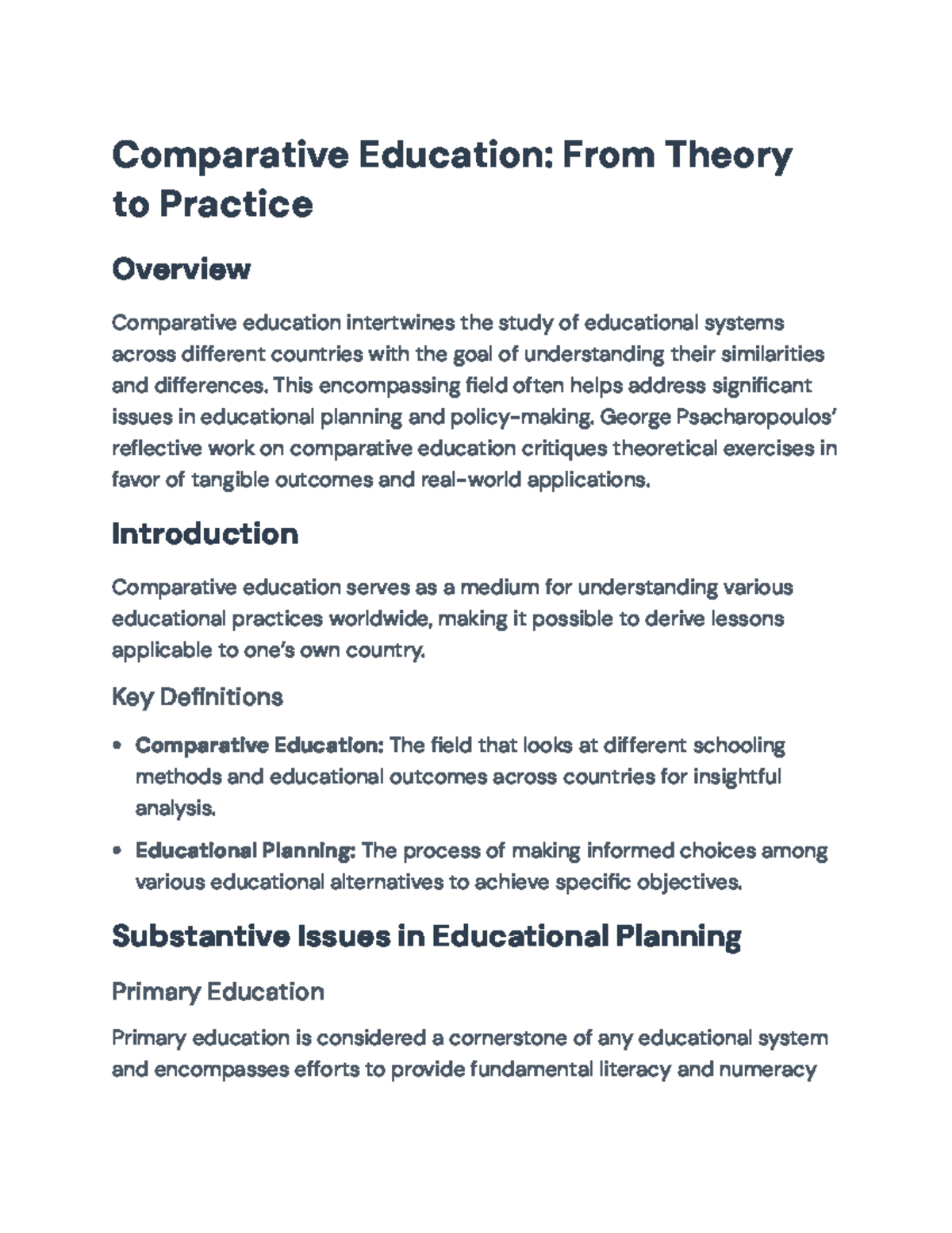 Comparative Education Insights: Key Lessons from Global Practices ...
