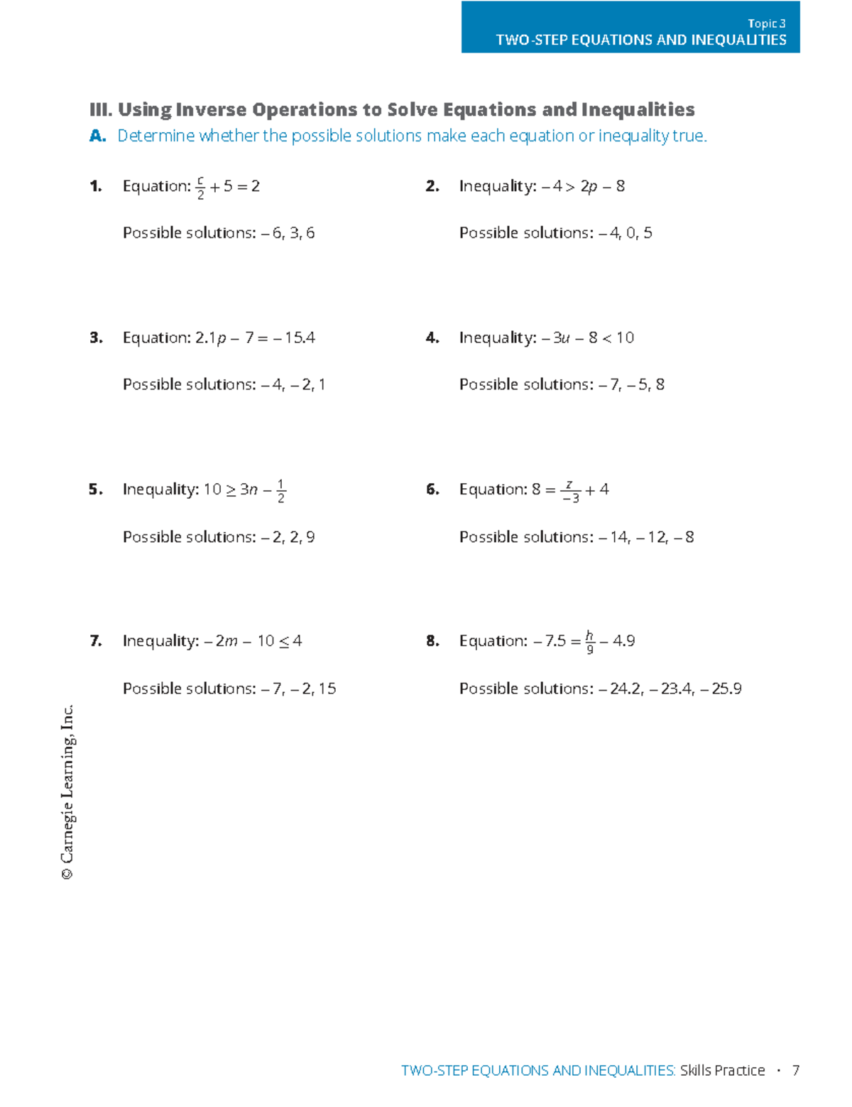 Module 3 Topic 3: Inverse Operations for Equations & Inequalities - Studocu