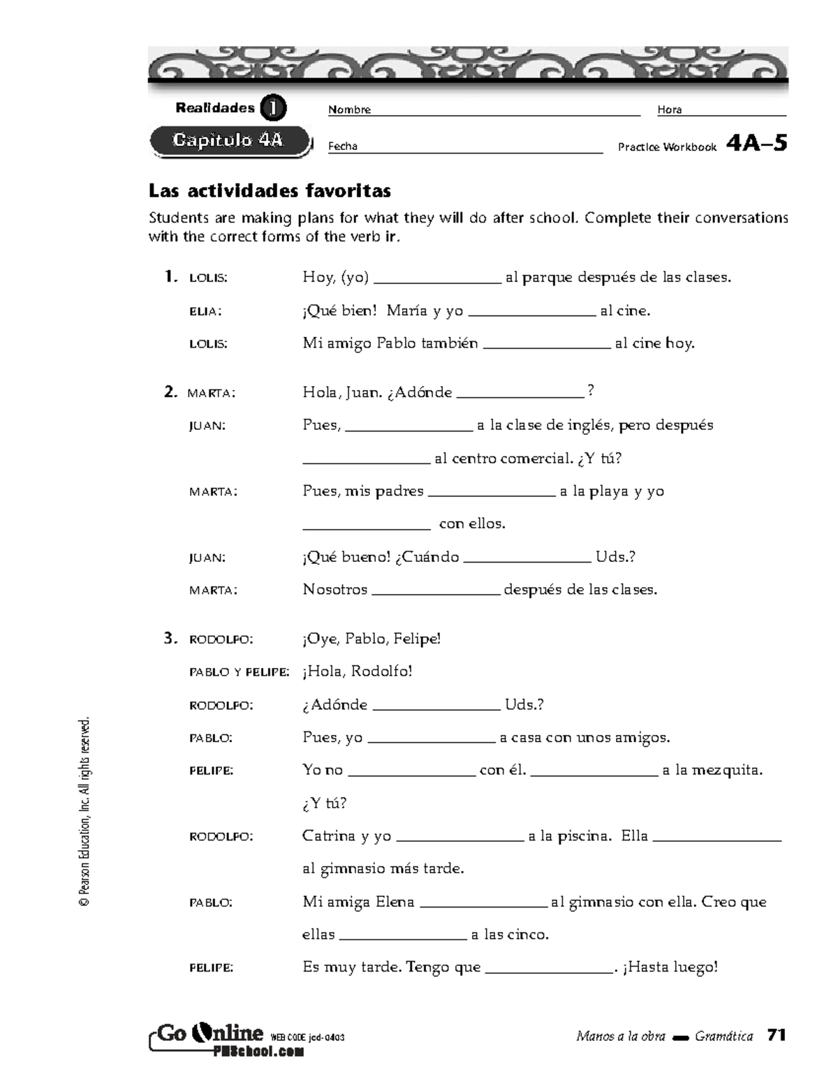 TWB 4A-5: Spanish Homework on After School Plans - Studocu