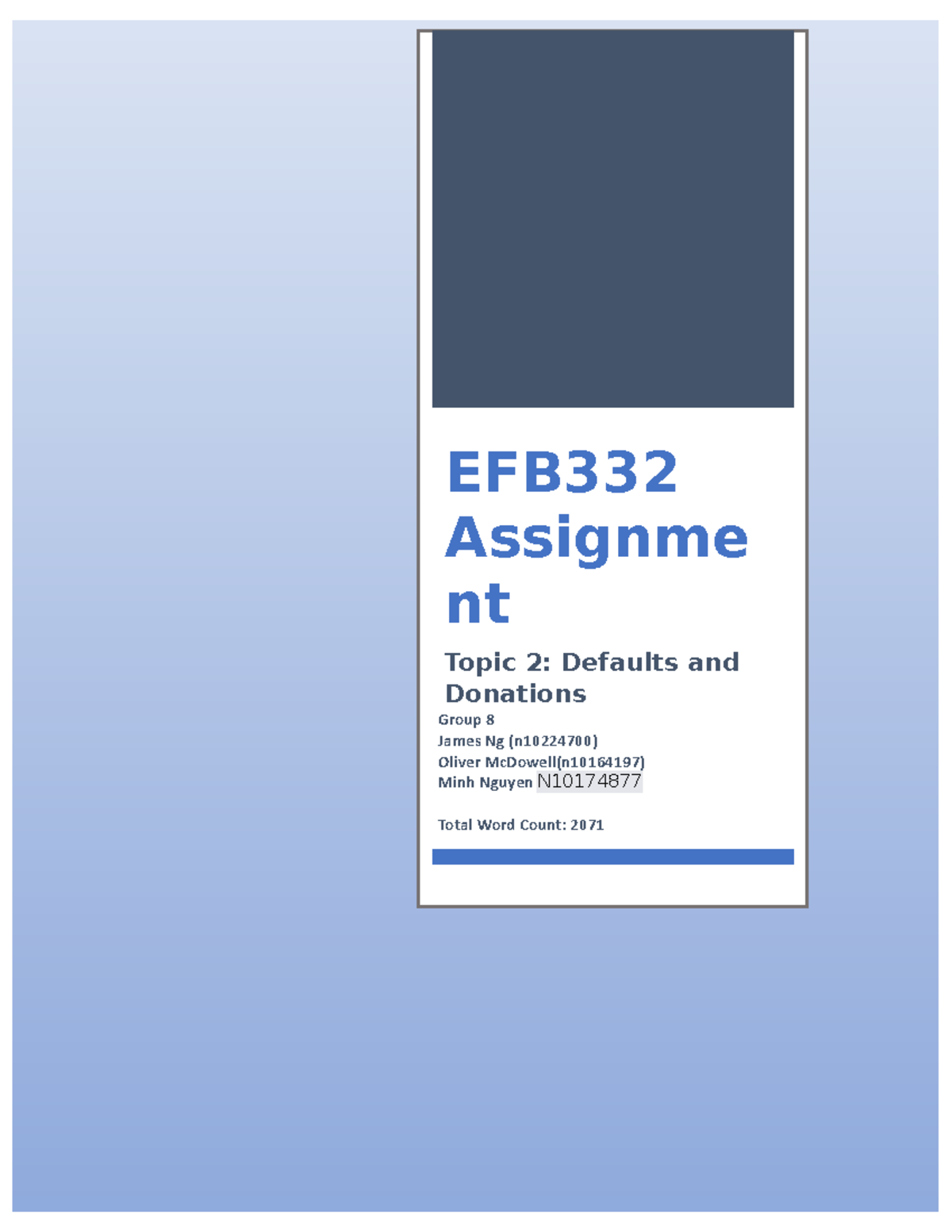 EFB332 Assignment Final COPY Group 8 - EFB Assignme nt Topic 2 ...